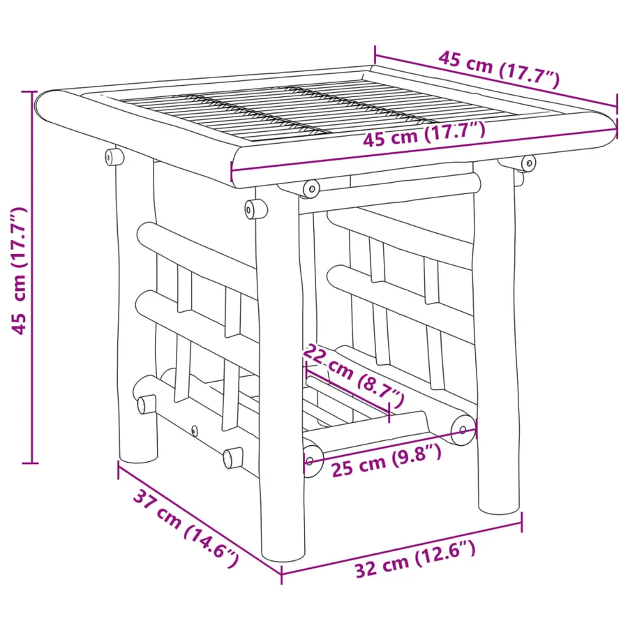 Table d’appoint 45x45x45 cm bambou - 7
