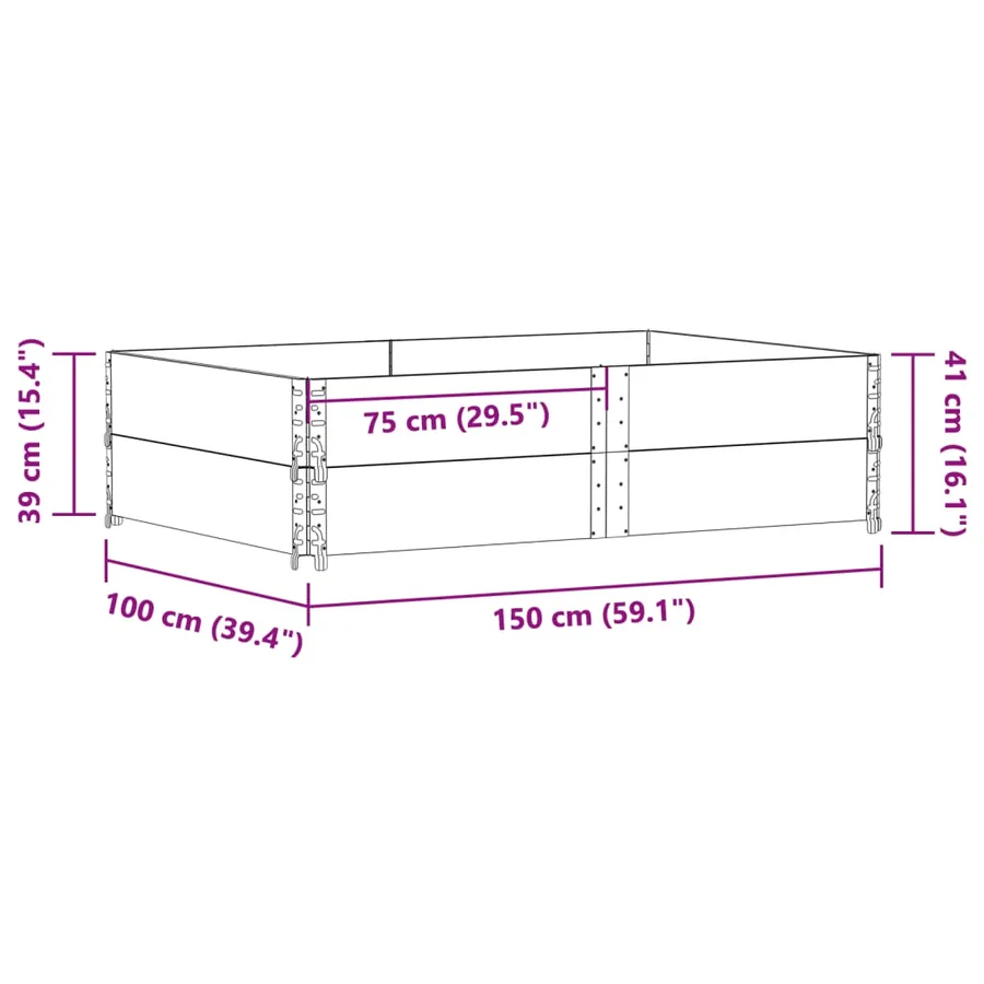 Jardinière gris 150x100 cm bois de pin massif - 7