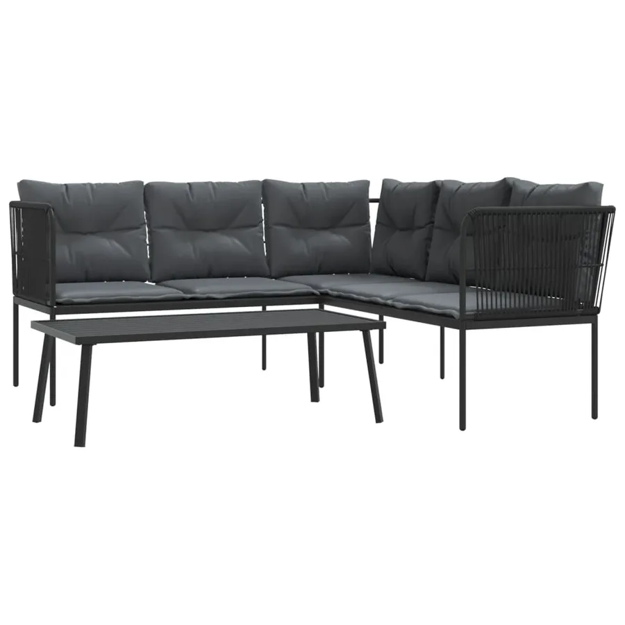 Ensemble de canapés de jardin et coussins noir acier textilène - 2