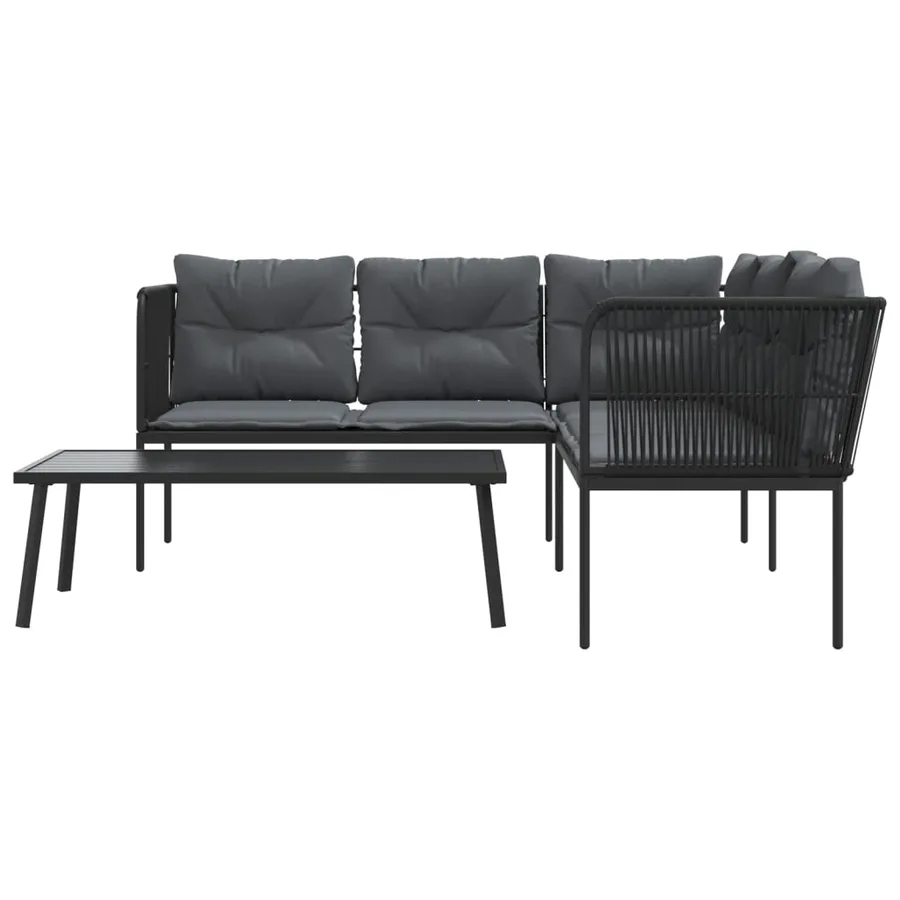 Ensemble de canapés de jardin et coussins noir acier textilène - 5