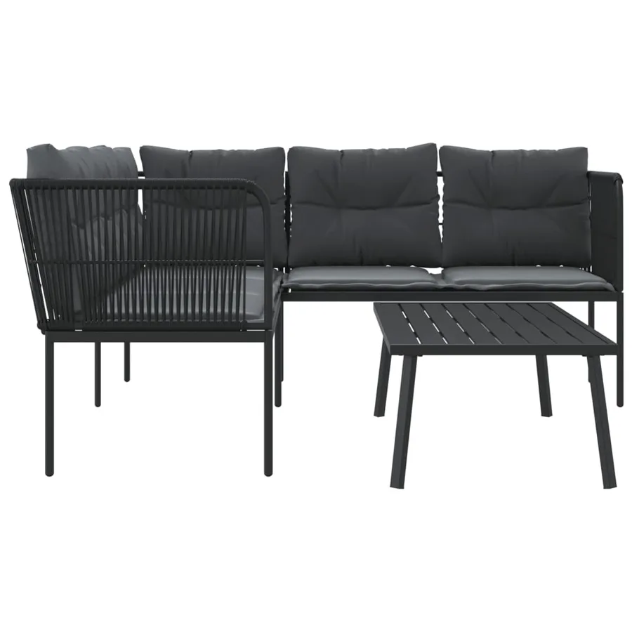 Ensemble de canapés de jardin et coussins noir acier textilène - 6