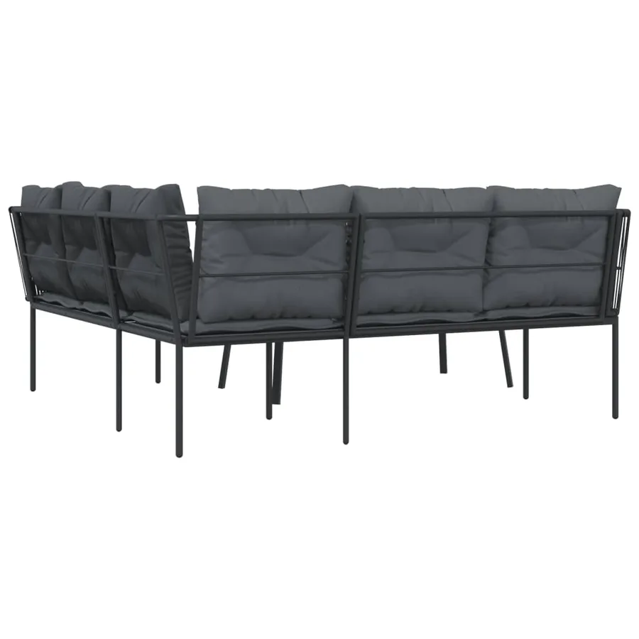 Ensemble de canapés de jardin et coussins noir acier textilène - 7