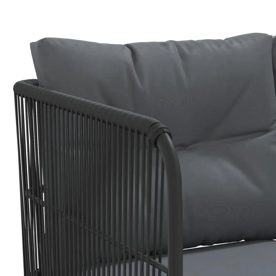 Ensemble de canapés de jardin et coussins noir acier textilène - 8