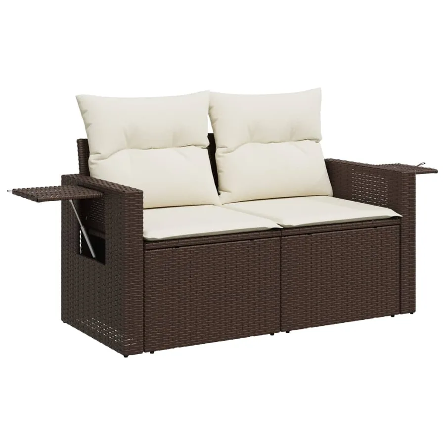 Salon de jardin avec coussins 6 pcs marron résine tressée - 20
