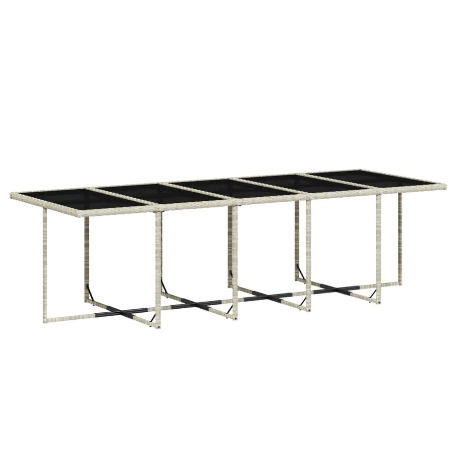 Ensemble à manger de jardin 11pcs avec coussins gris poly rotin - 3