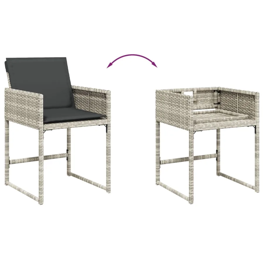 Ensemble à manger de jardin 11pcs avec coussins gris poly rotin - 8