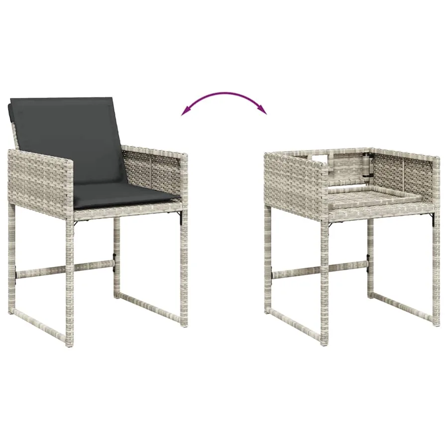 Ensemble à manger de jardin et coussins 13 pcs gris clair rotin - 10