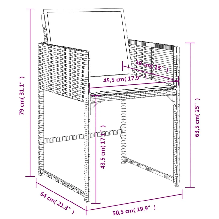 Ensemble à manger de jardin et coussins 9 pcs gris clair rotin - 9