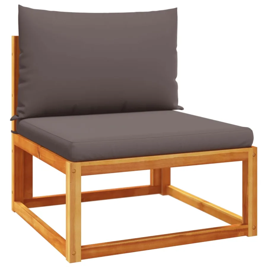 Ensemble de canapés de jardin 4 pièces avec coussins en bois d'acacia et rotin - 4