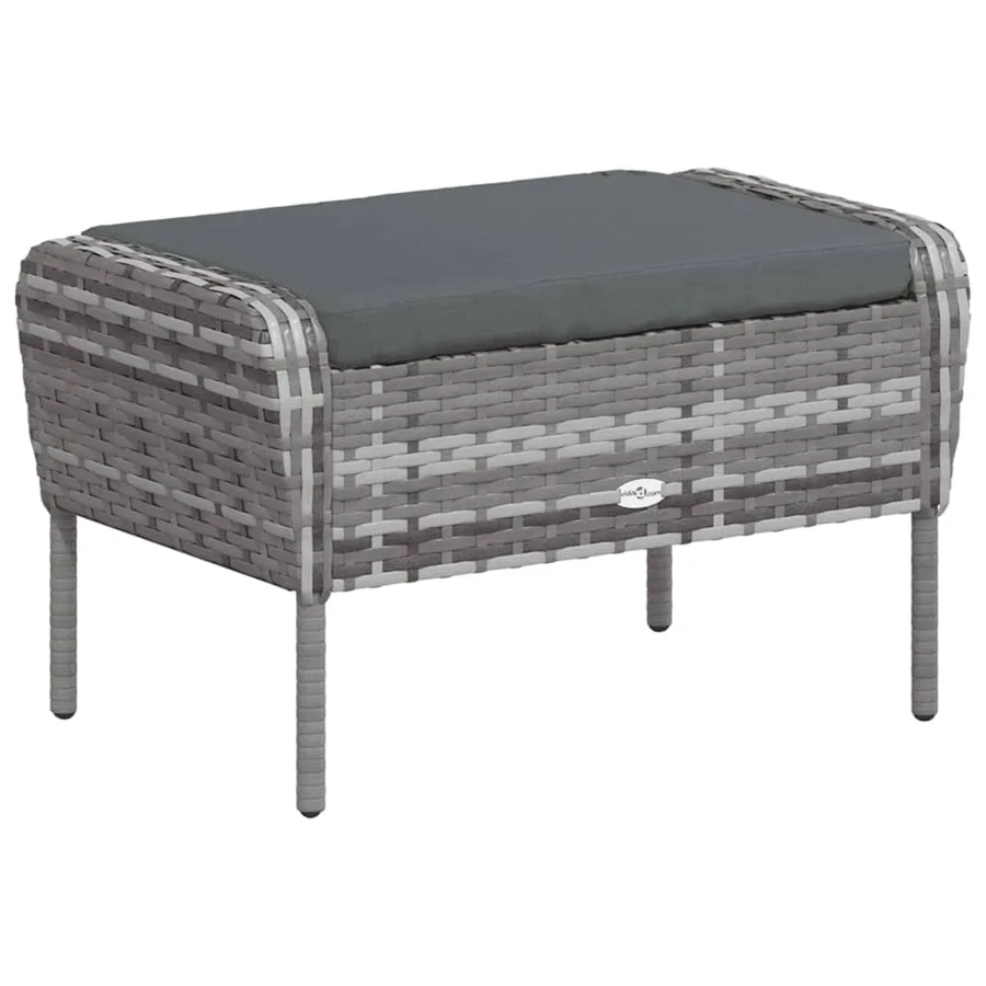 Chaise de jardin avec tabouret gris résine tressée - 7