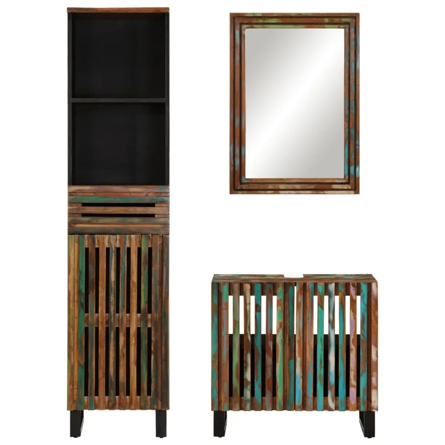 Ensemble de meubles de salle de bain 3 pcs bois massif d'acacia - 3