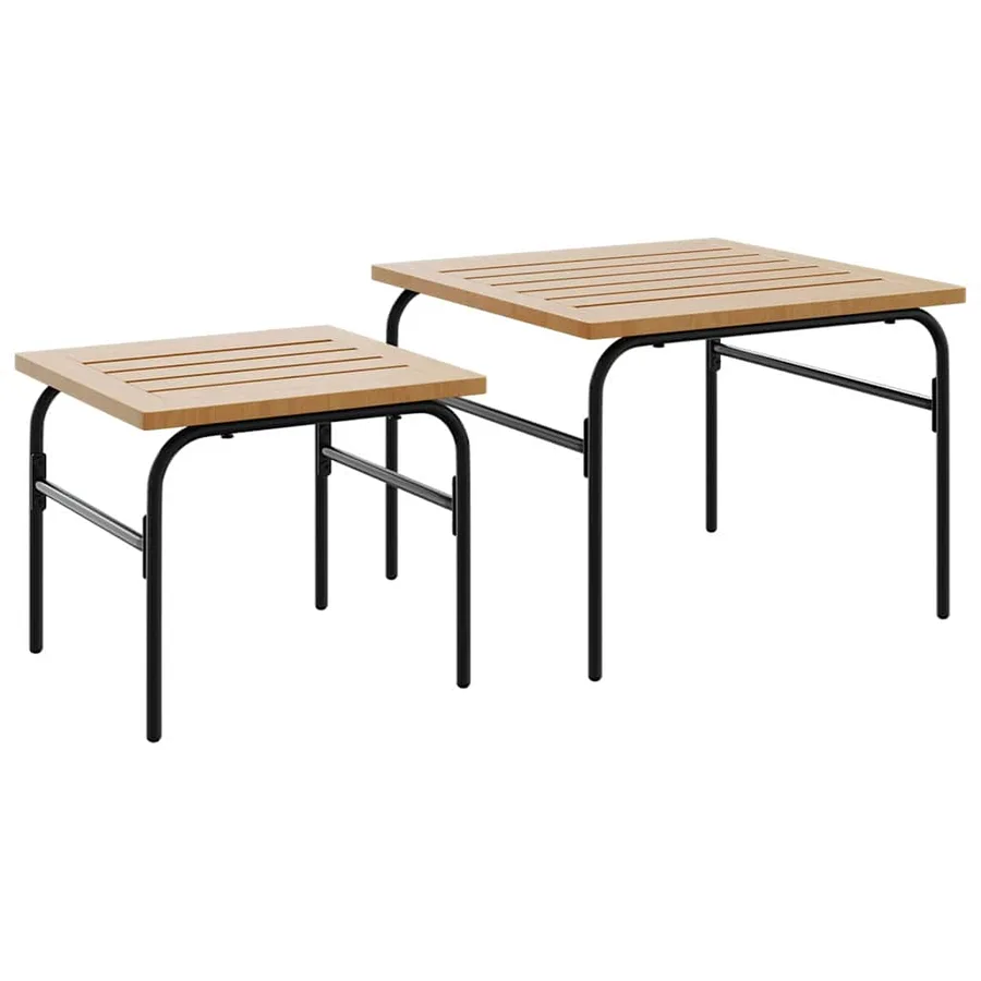 Tables basses gigognes de jardin 2 pcs marron et noir acier - 2