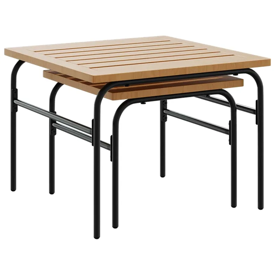 Tables basses gigognes de jardin 2 pcs marron et noir acier - 8