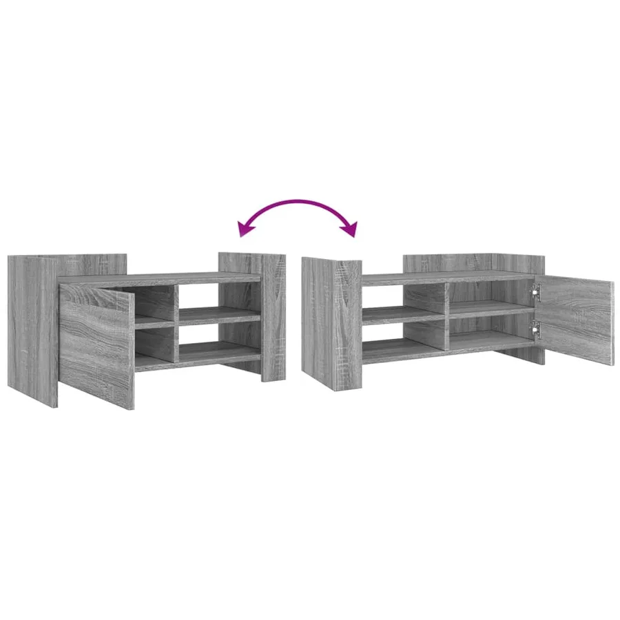 Meuble TV sonoma gris 80x35x40 cm bois d'ingénierie - 7