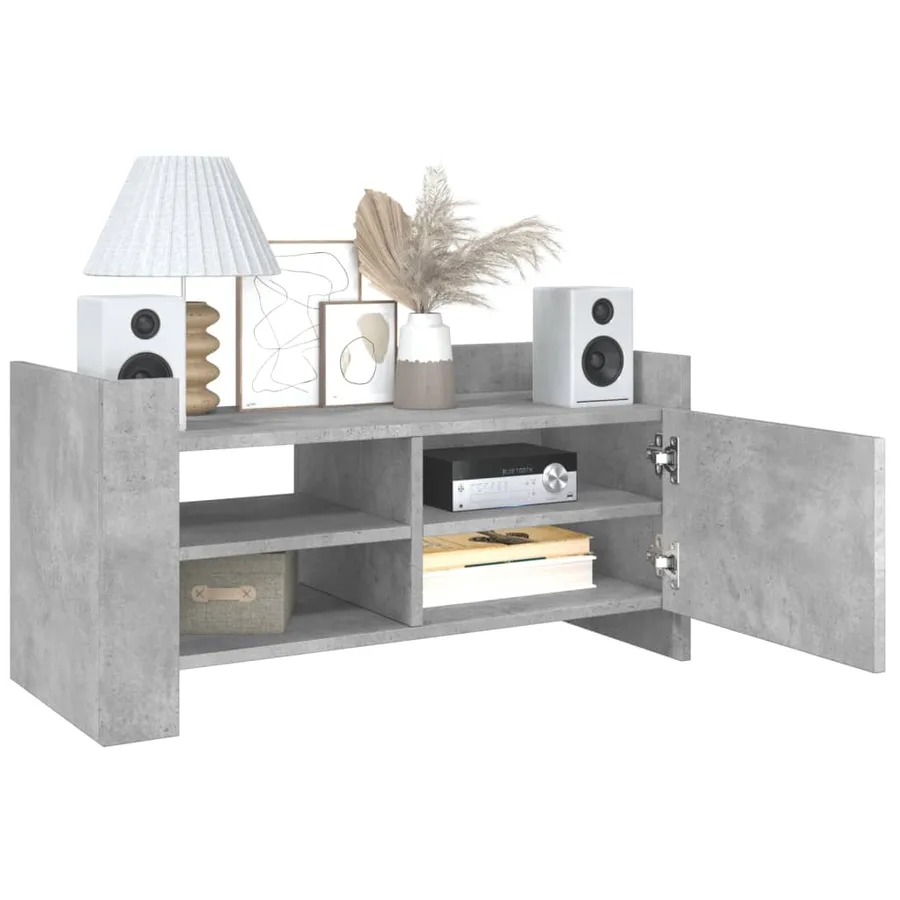 Meuble TV gris béton 80x35x40 cm bois d'ingénierie - 3