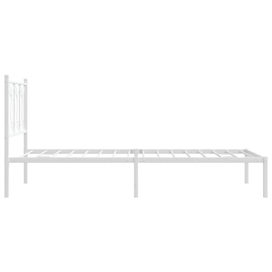 Cadre de lit métal sans matelas et tête de lit blanc 100x190 cm - 5