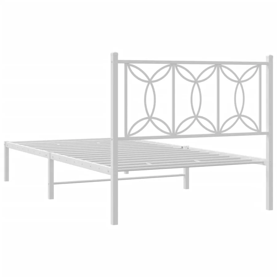Cadre de lit métal sans matelas et tête de lit blanc 100x190 cm - 6