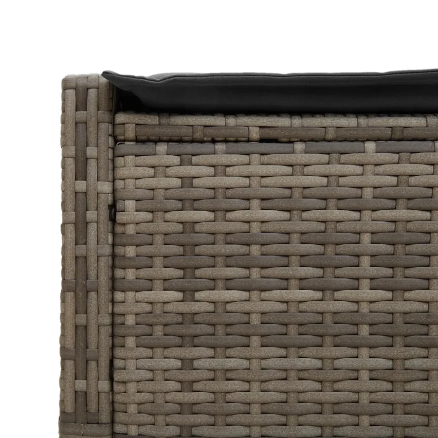 Chaise longue double avec coussins gris résine tressée - 7