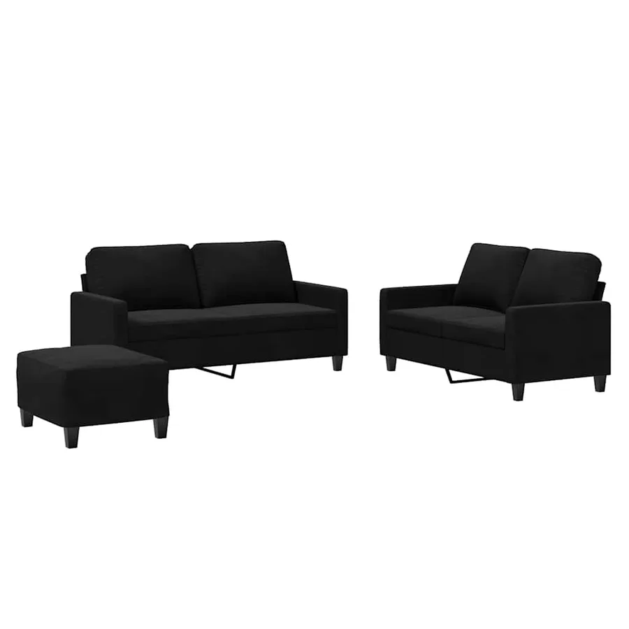 Ensemble de canapés 3 pcs avec coussins Noir Velours - 2