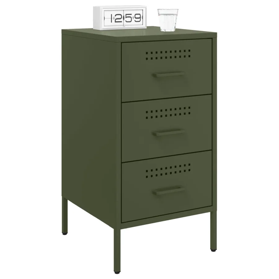 Tables de chevet 2 pcs vert olive 36x39x68 cm acier - 3