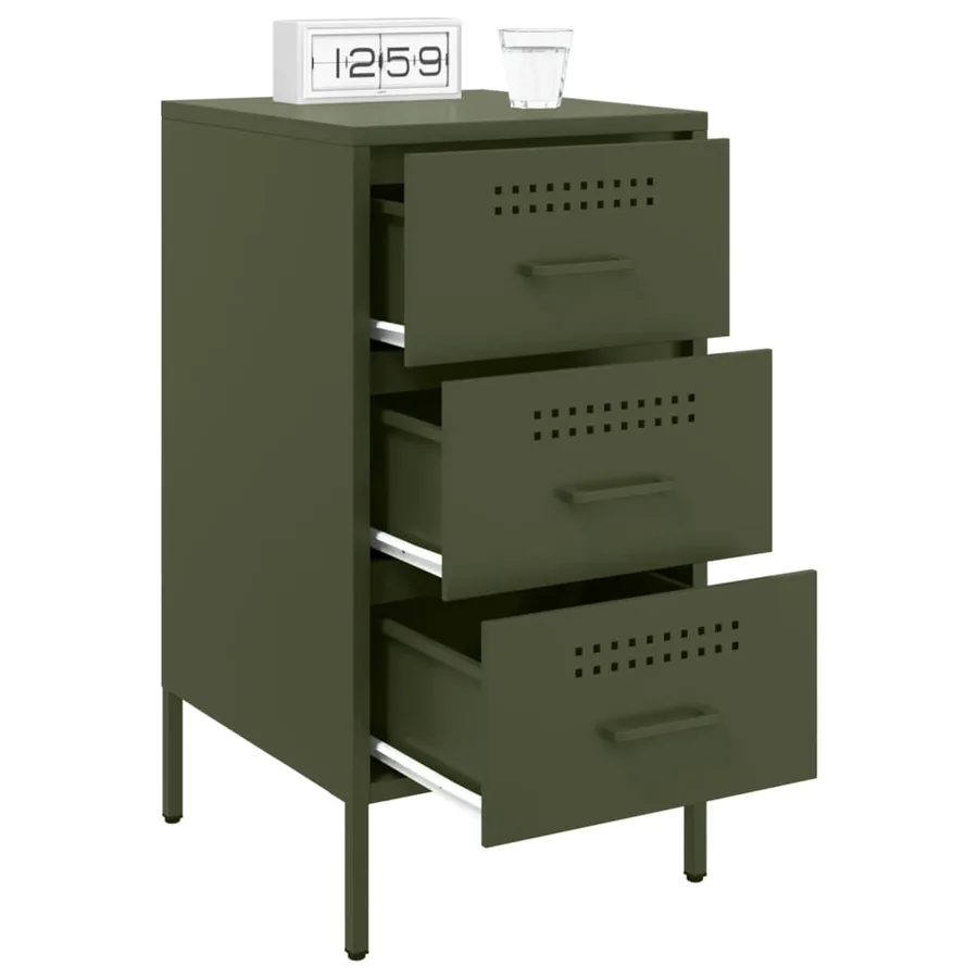 Tables de chevet 2 pcs vert olive 36x39x68 cm acier - 4