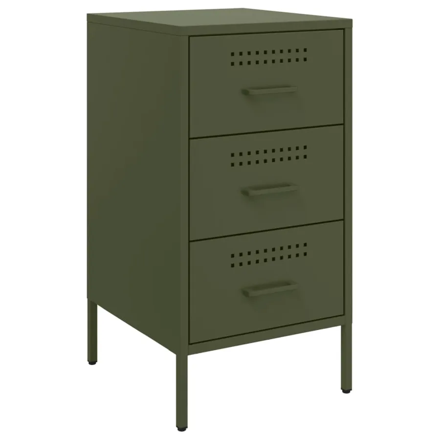 Tables de chevet 2 pcs vert olive 36x39x68 cm acier - 5