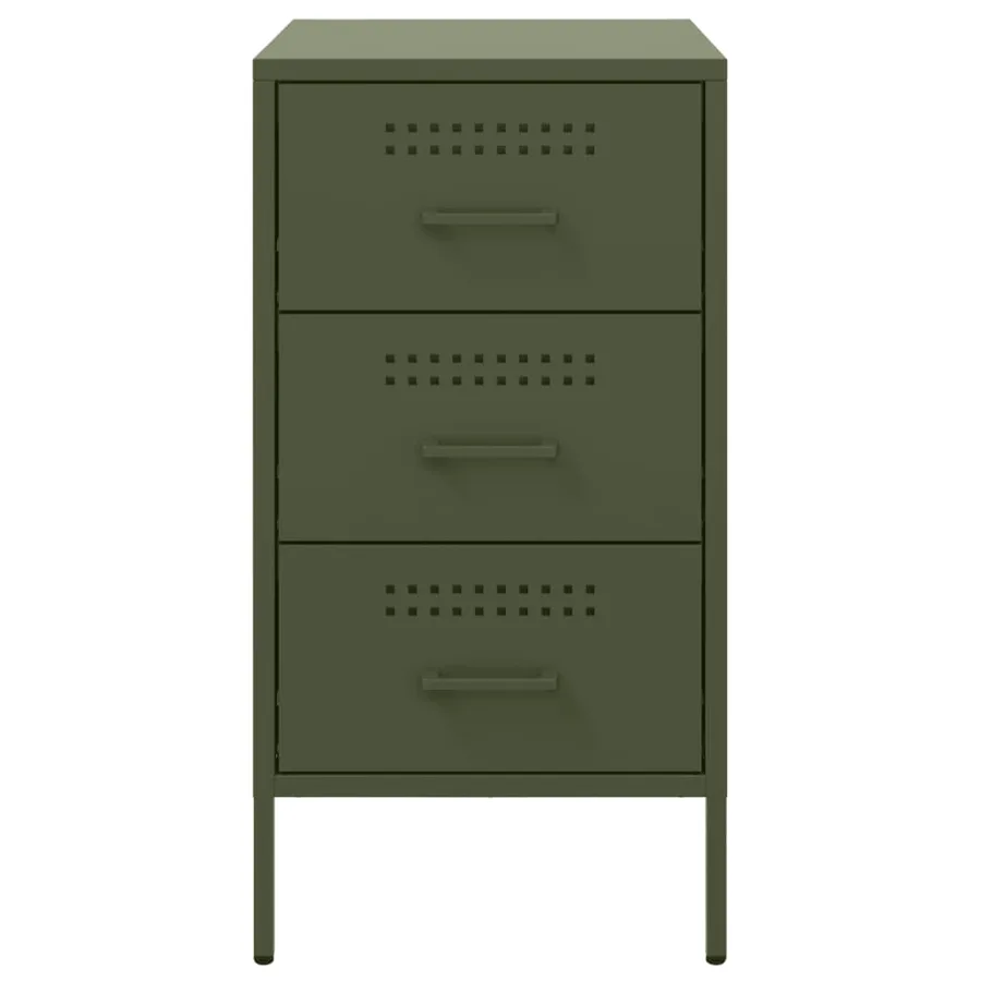 Tables de chevet 2 pcs vert olive 36x39x68 cm acier - 6