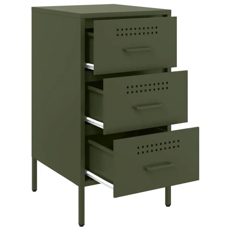 Tables de chevet 2 pcs vert olive 36x39x68 cm acier - 9