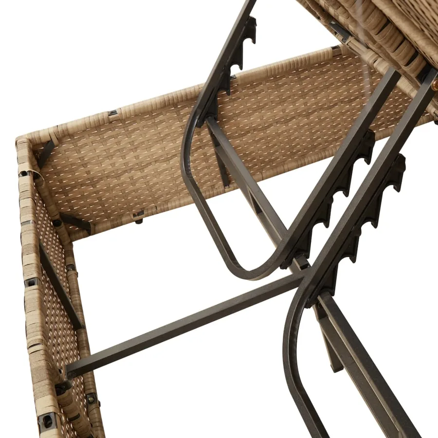 Chaise longue double avec coussins et parasol beige poly rotin - 18