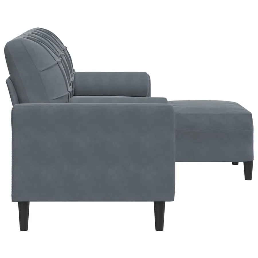 Canapé à 3 places avec repose-pieds Gris foncé 180 cm Velours - 4