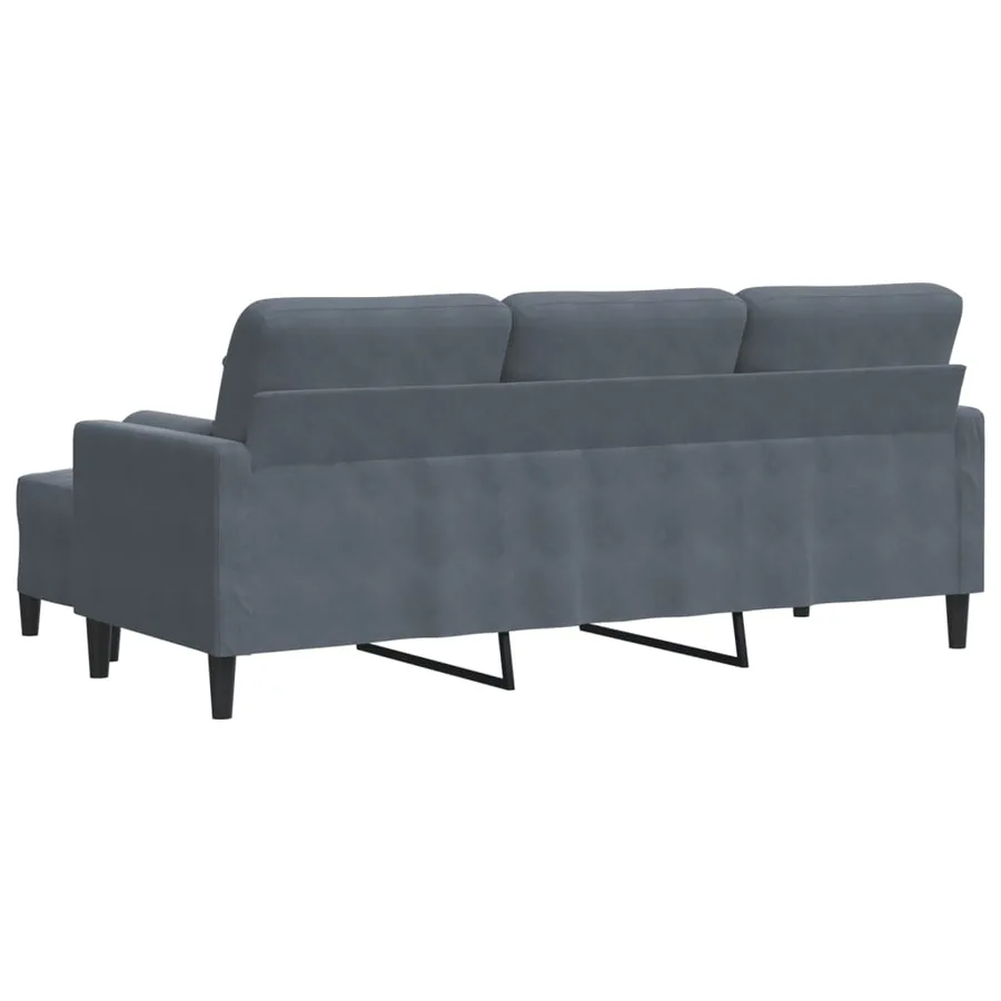 Canapé à 3 places avec repose-pieds Gris foncé 180 cm Velours - 5