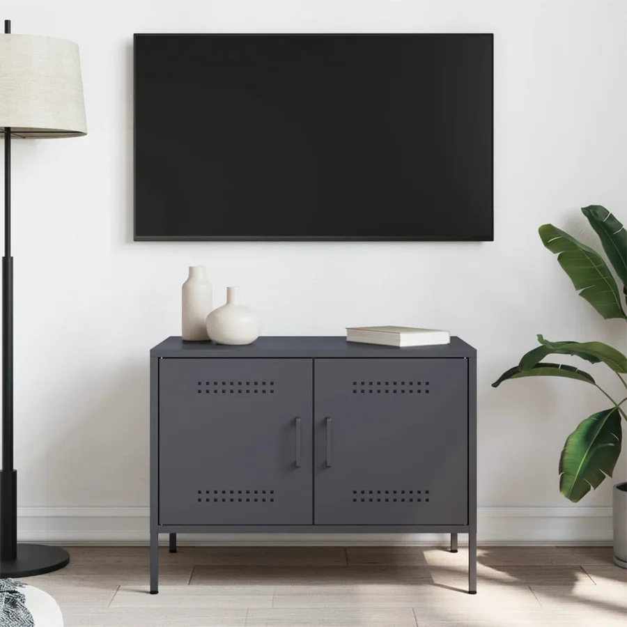 Meuble TV anthracite 68x39x50,5 cm acier - 3