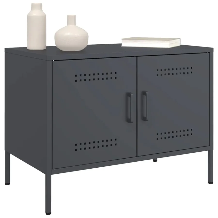 Meuble TV anthracite 68x39x50,5 cm acier - 4