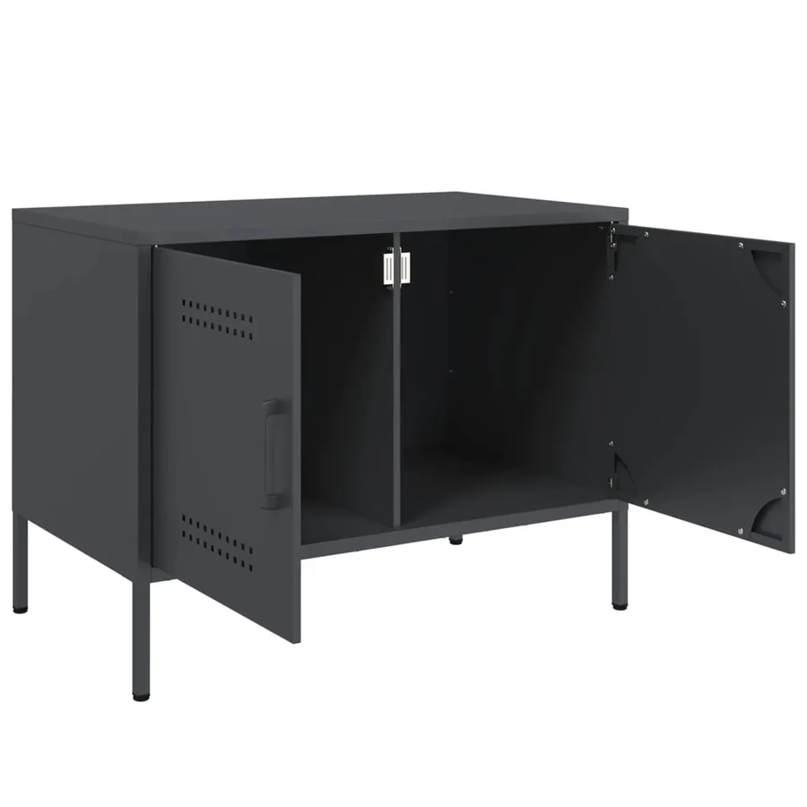 Meuble TV anthracite 68x39x50,5 cm acier - 9