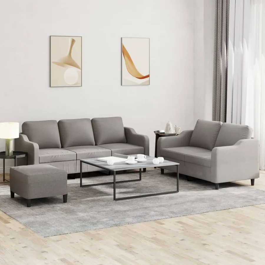 Ensemble de canapés 3 pcs avec coussins Taupe Tissu
