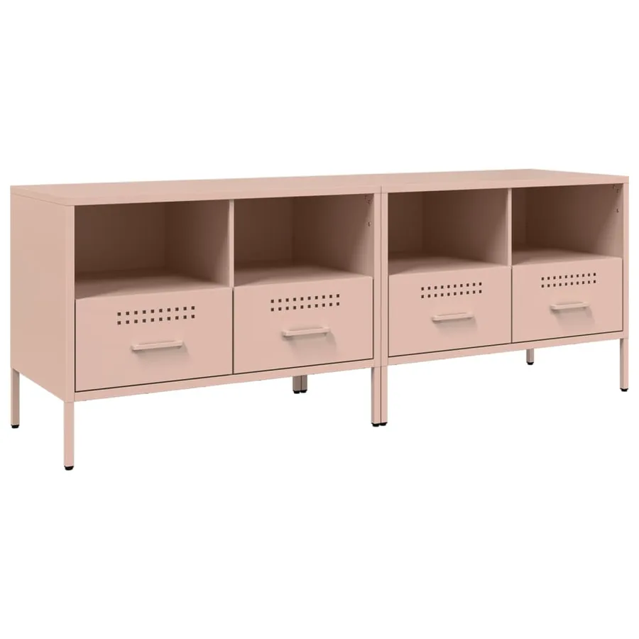 Meubles TV 2 pcs rose 68x39x50,5 cm acier - 2