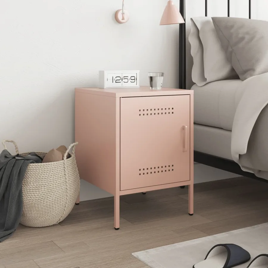 Table de chevet rose 36x39x50,5 cm acier - 3