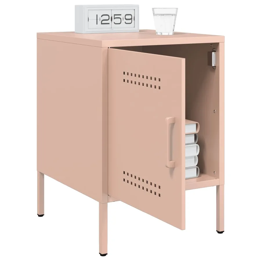 Table de chevet rose 36x39x50,5 cm acier - 5