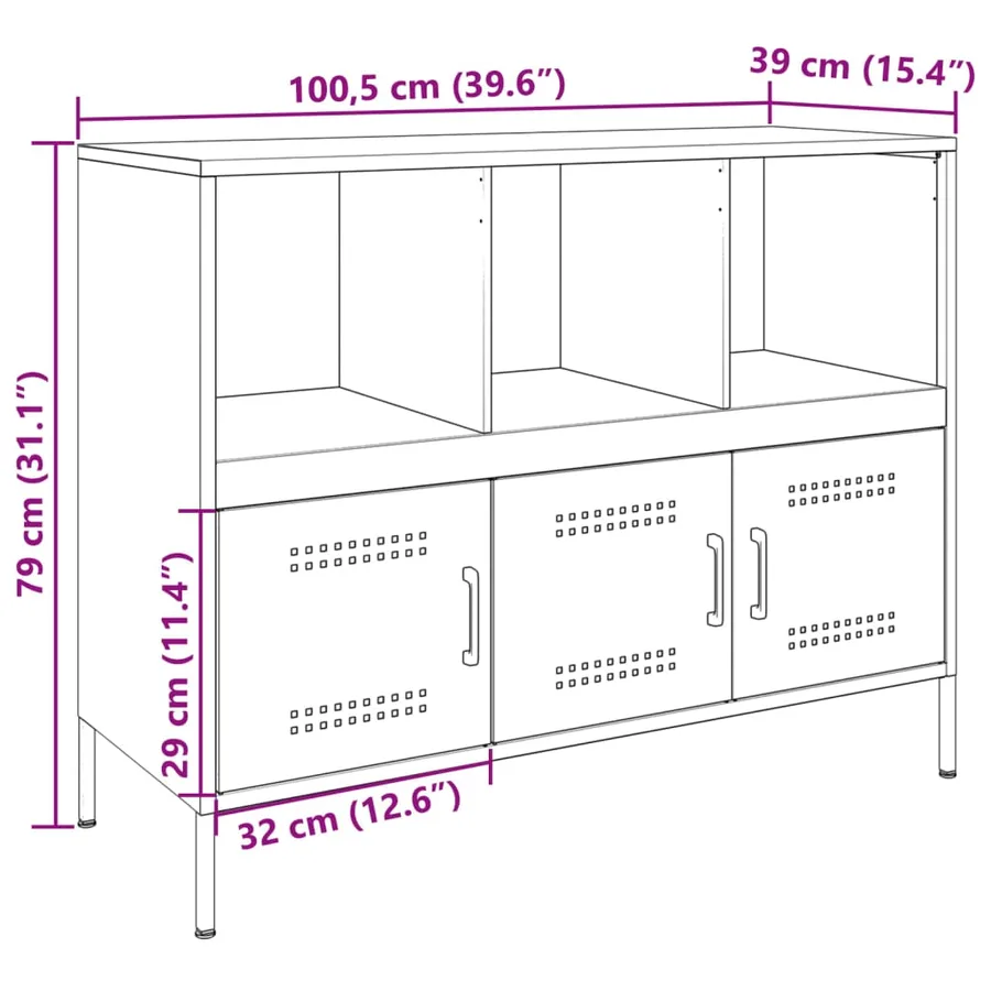 Buffet rose 100,5x39x79 cm acier - 14
