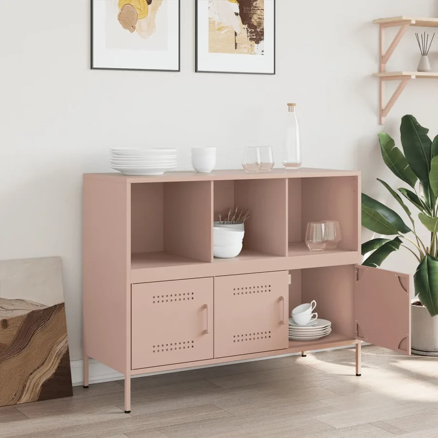 Buffet rose 100,5x39x79 cm acier - 3