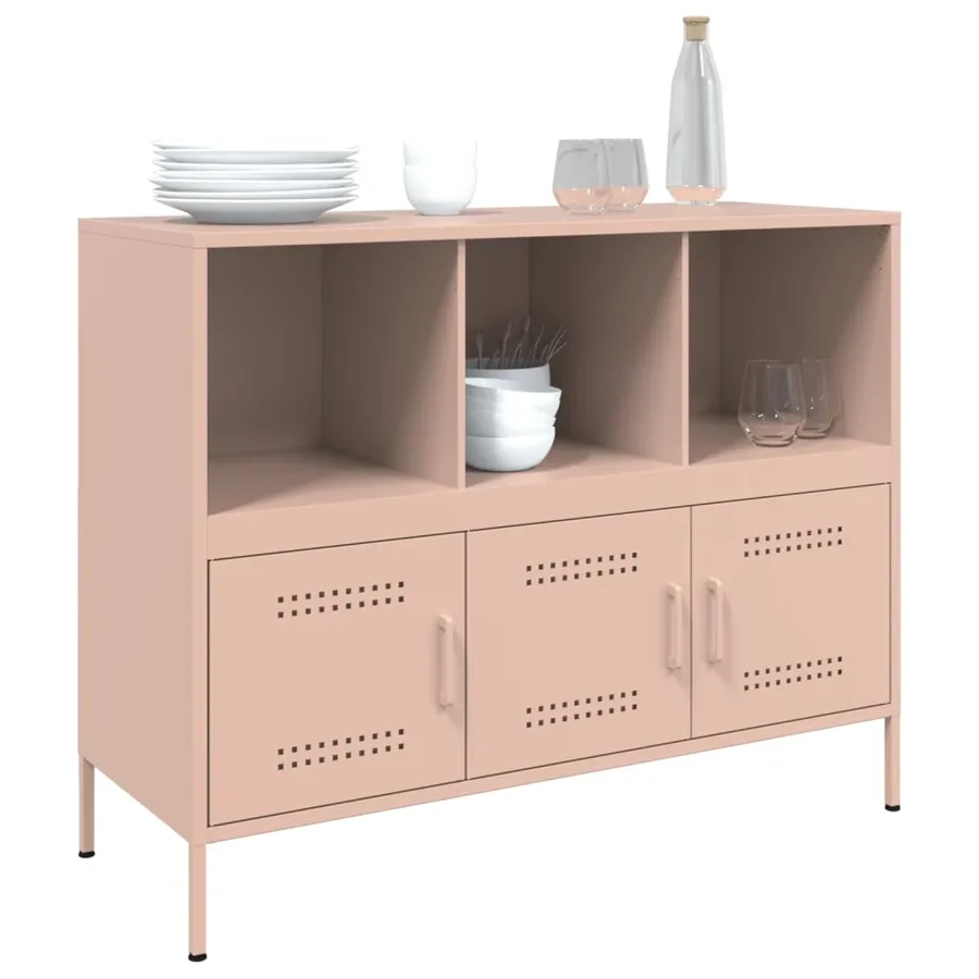 Buffet rose 100,5x39x79 cm acier - 4