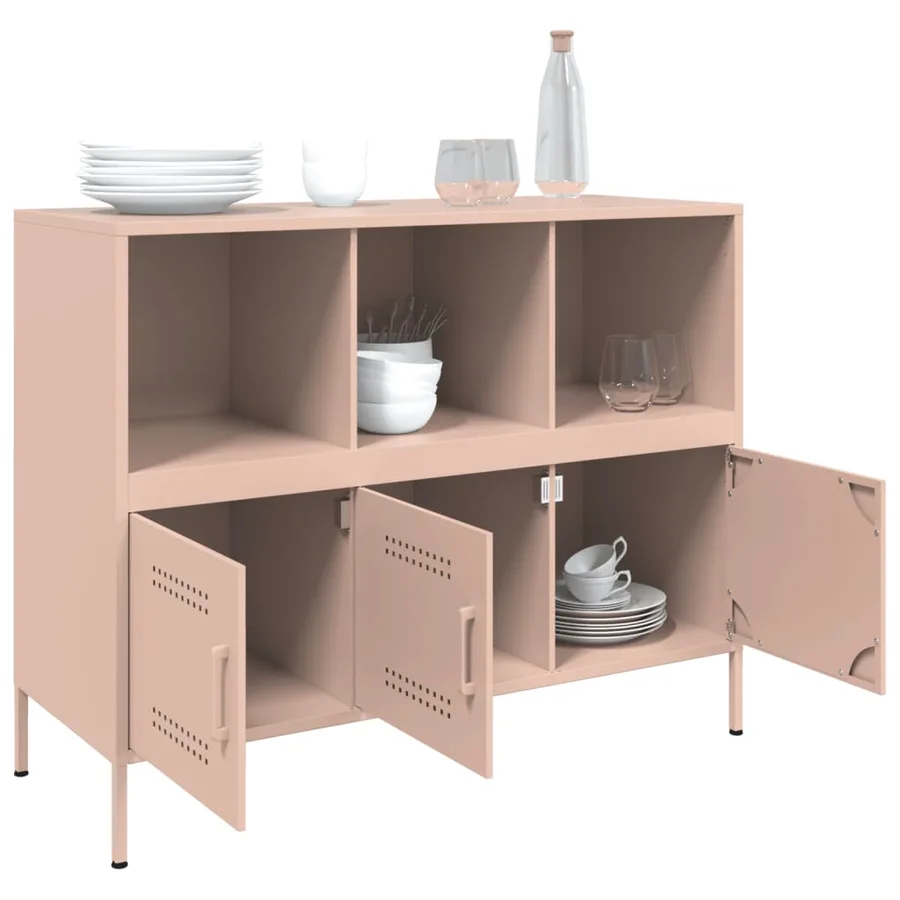 Buffet rose 100,5x39x79 cm acier - 5
