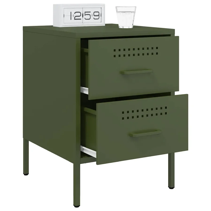 Tables de chevet 2 pcs vert olive 36x39x50,5 cm acier - 4