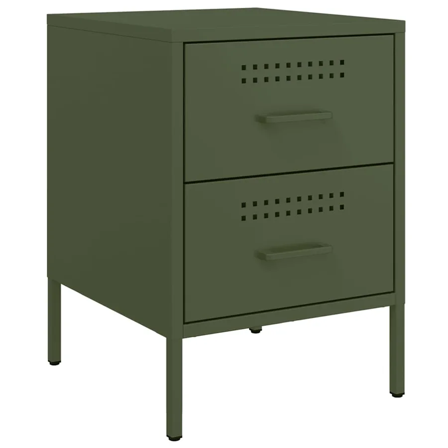 Tables de chevet 2 pcs vert olive 36x39x50,5 cm acier - 5