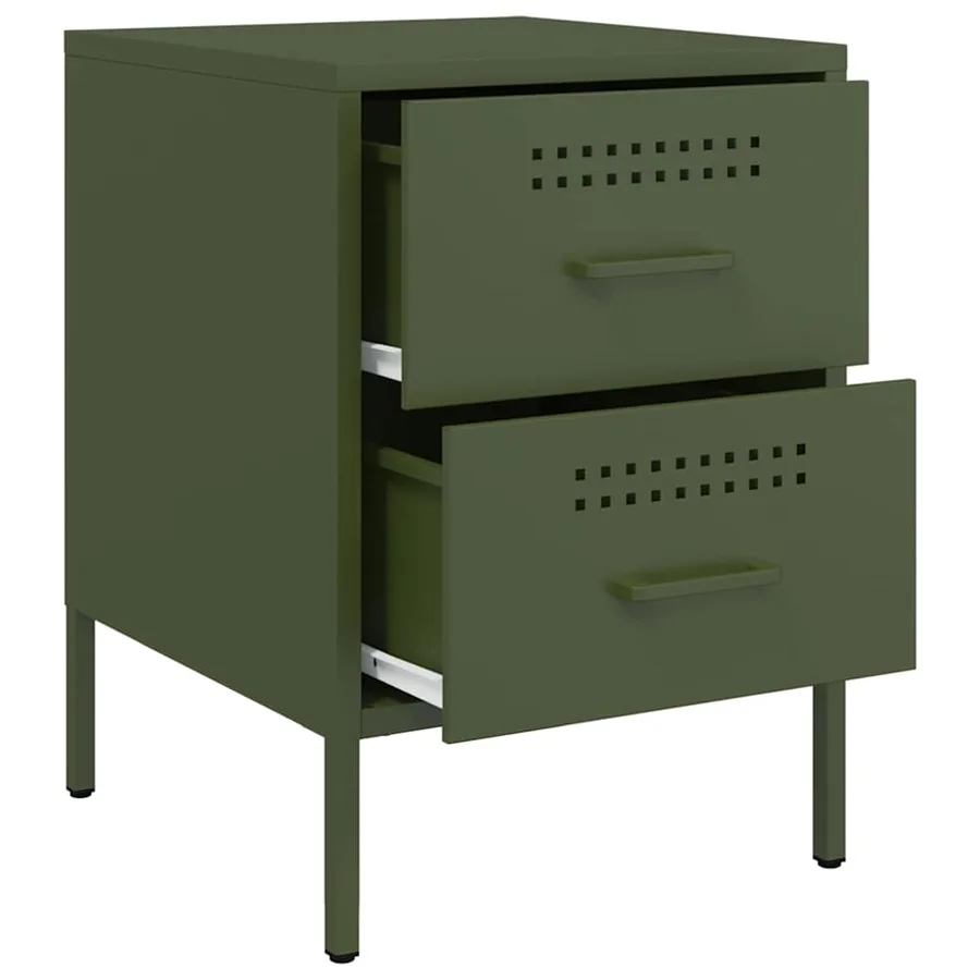 Tables de chevet 2 pcs vert olive 36x39x50,5 cm acier - 9