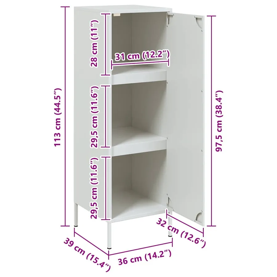 Buffet haut blanc 36x39x113 cm acier - 14