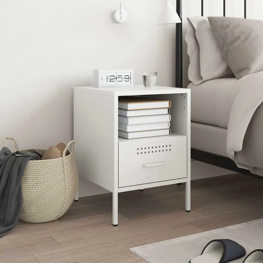 Table de chevet blanc 36x39x50,5 cm acier - 3