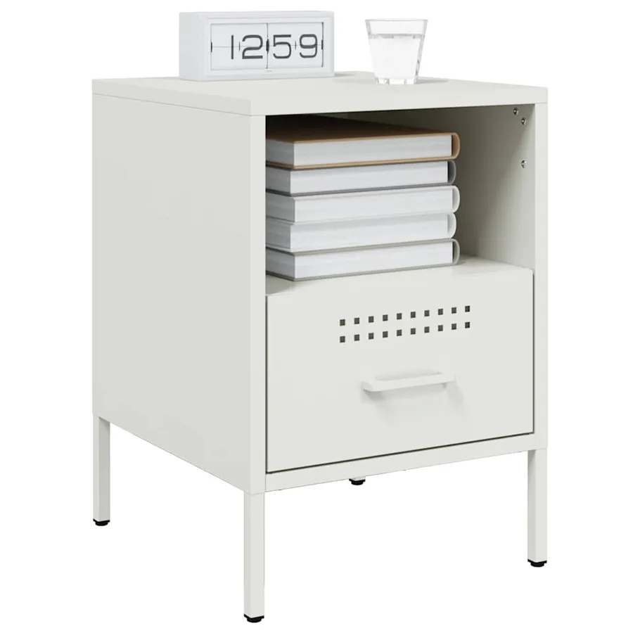Table de chevet blanc 36x39x50,5 cm acier - 4