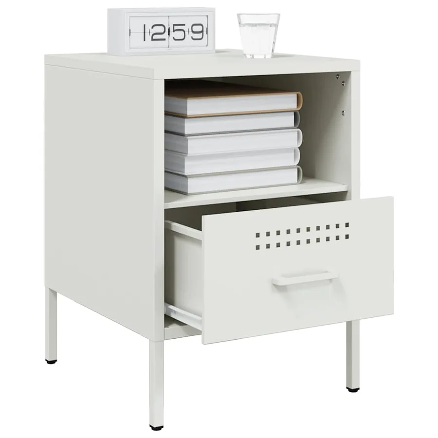 Table de chevet blanc 36x39x50,5 cm acier - 5
