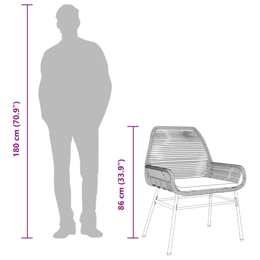 Chaises de jardin lot de 2 et coussins marron rotin - 10